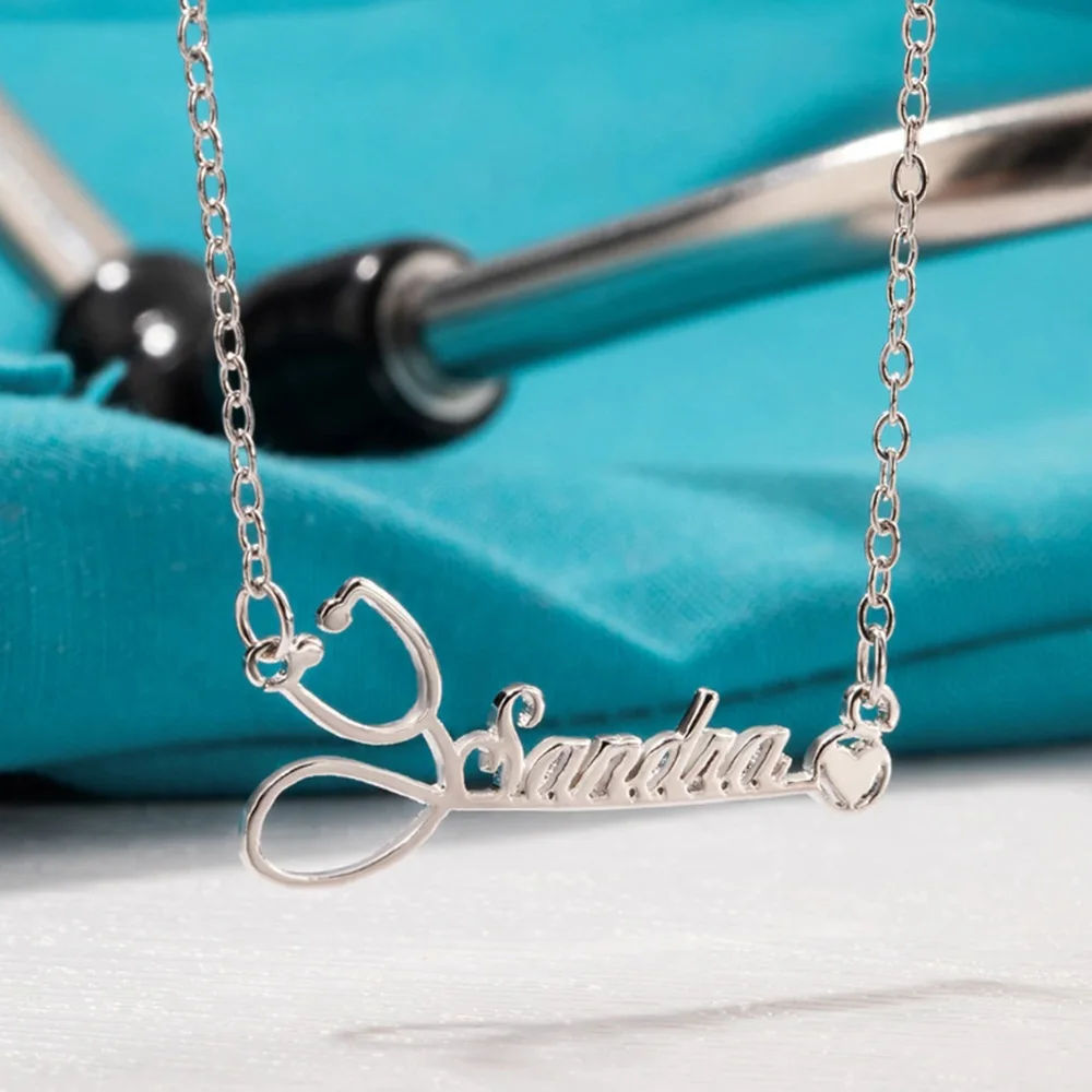 Customized Stethoscope Name Combination Pendant, Doctor's Beautiful and Minimalist Necklace, Stainless Steel Exquisite Jewelry