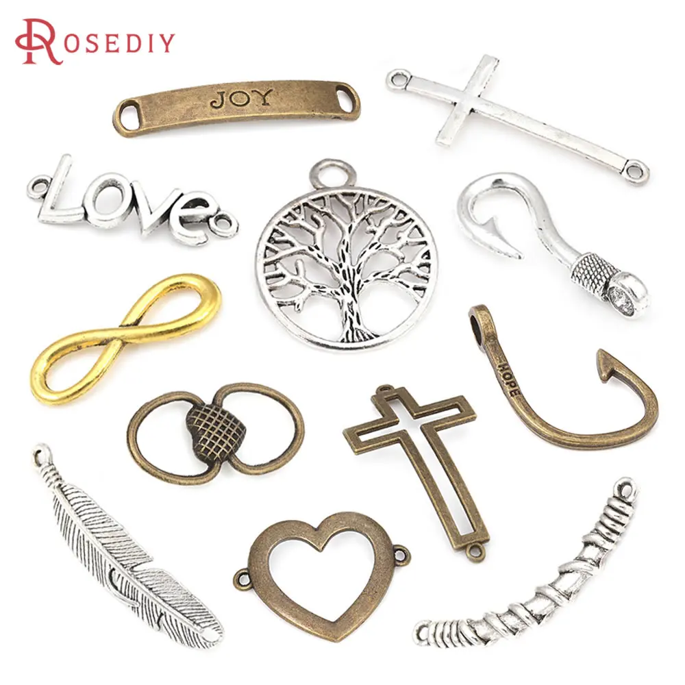 Antique Silver Color Zinc Alloy Infinity Symbol Cross LOVE Connect Charms Diy Jewelry Bracelets Making Supplies Accessories