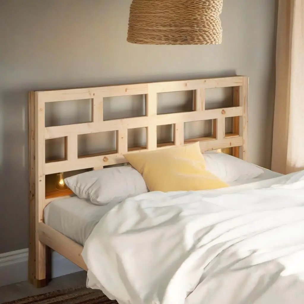 Stylish Solid Pine Bed Headboard 126x4x100 cm | Modern Bedroom Decor