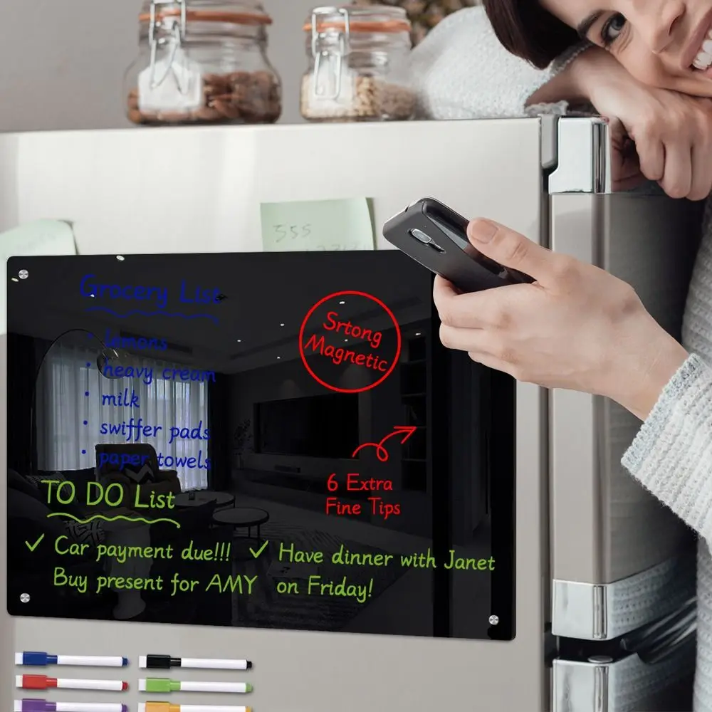 Refrigerator Sticker PET Blackboard Stickers Schedule Magnetic Magnetic Drawing Board Black 30*21cm Children