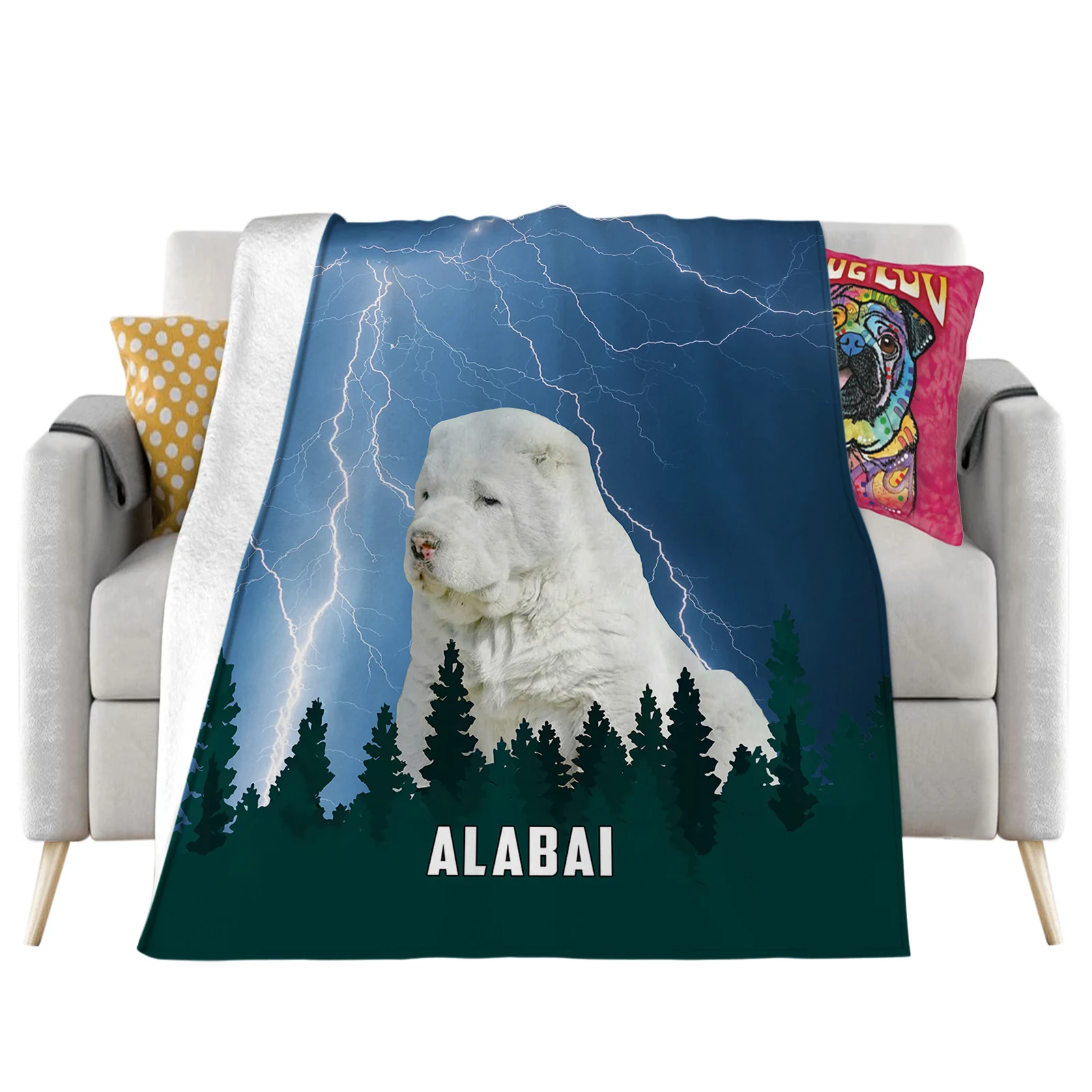 Alabai Flannel Blankets Forest Blue Thunderbolt 3D Printed Throw Blanket Office Nap Travel Portable Quilt Dropshipping