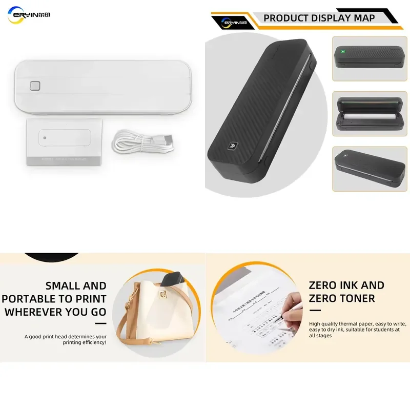 Handheld Portable Mini A4 Portable Thermal Printer Wireless Inkless A4 Printer Mobile A4 Portable Thermal Printer