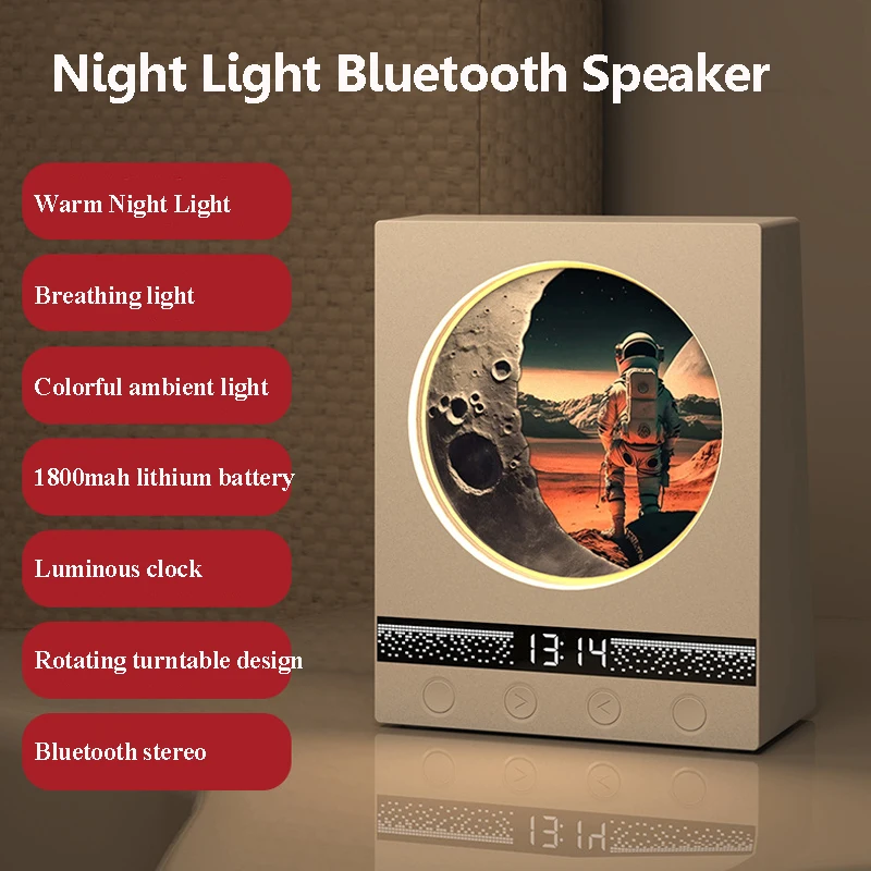 

Portable Retro Bluetooth Speaker Colorful Night Light Bluetooth Soundbar Music Box Wireless Music Player with LED Clock Gifts