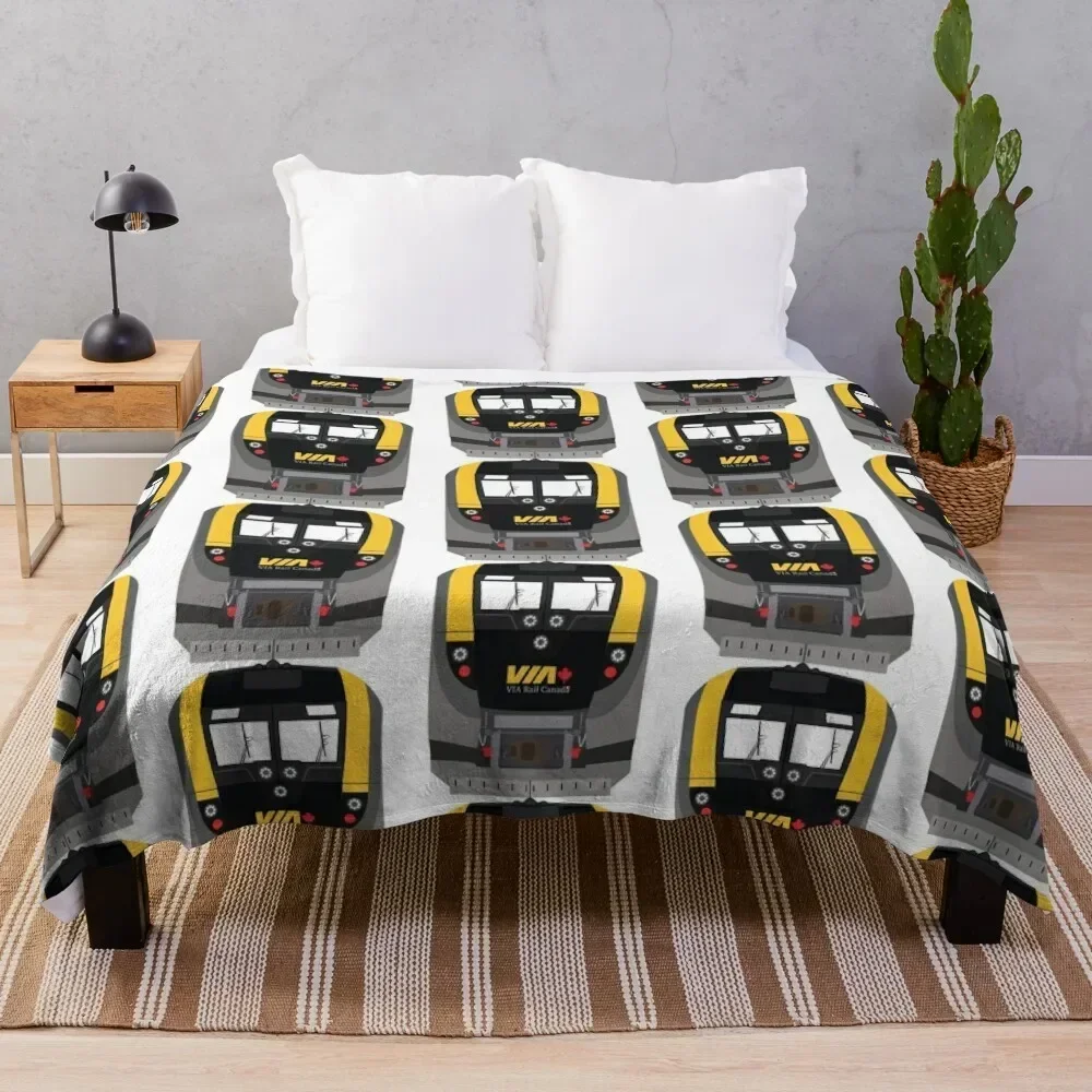 VIA Rail Canada New Locomotive Throw Blanket Portable Lightweight Blanket for Travel Camping