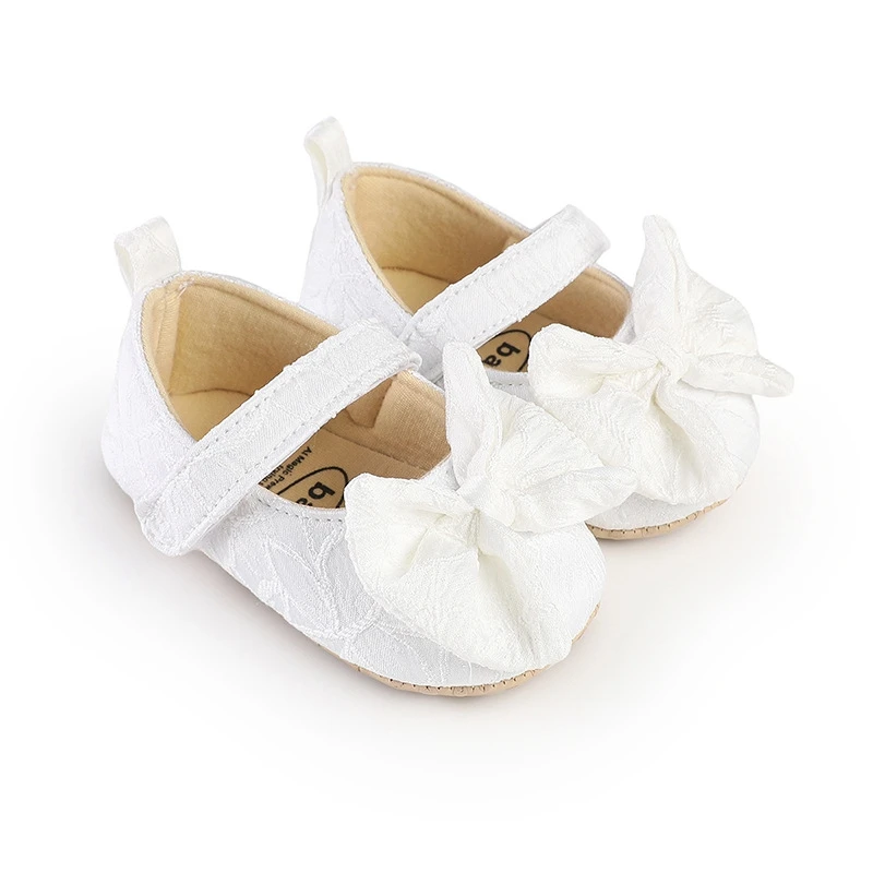 

Baby Girls Lace Princess Shoes Cute Big Bow Soft Sole Non-Slip Crib Shoes for Spring Fall