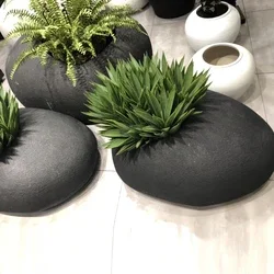 مزارعي أرضية محاكاة الحصى، ترتيب أصيص زهور لغرفة المعيشة في الفناء، زارع راتينج شخصي إبداعي بسيط