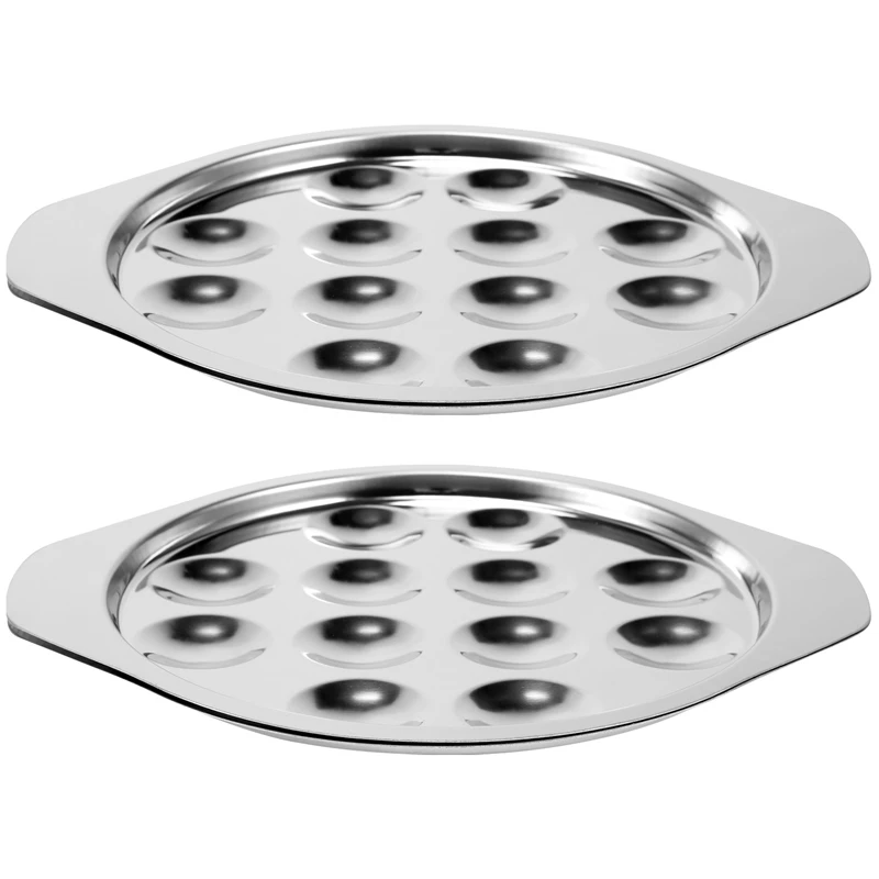 

2 Pcs Snail Dish Plate Restaurant Serving Dish Heat Resistant Mushroom Escargot Dinner Stainless Steel Round Snail Plate