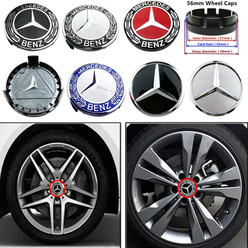 80 40 20 PCS 56mm 60mm 68mm 75mm 3Pin For GLA GLB GLC A B C E Mercedes Benz Car Wheel Hub Center Caps Cover Badge Emblem Logo