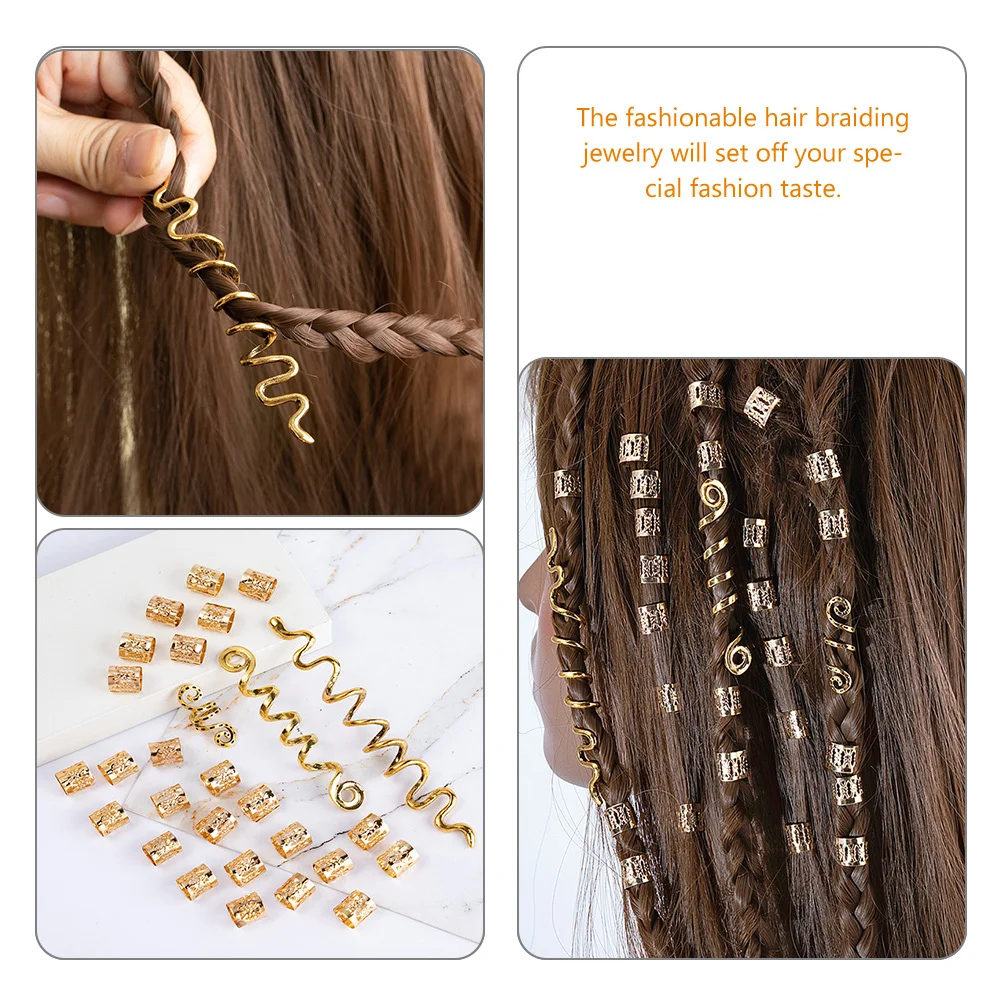 

28pcs Vintage Clips Snake Hair Coils For Dreadlock Braiding Accessories Braid Jewelry Hair Charms Party Wedding Decorations