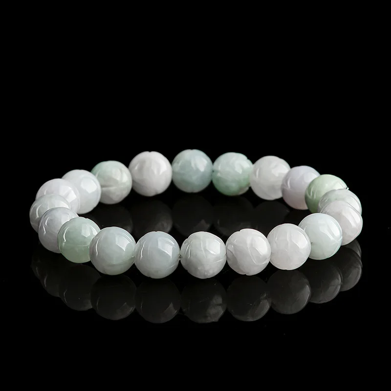 Natural Myanmar Jadeite Lotus Bracelet 13.5mm Bead Jade Strings Men's Hand Strand Jewelry Women's Gifts Wholesale Drop Shipping - Image 5