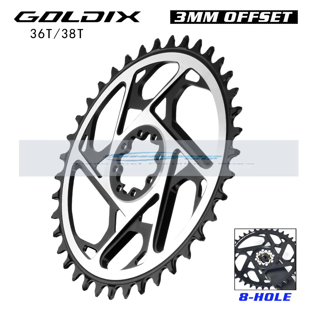 

GOLDIX Mountain Bike 3mm 8 Nail Platter MTB Sprocket CNC Hollow Wide Narrow Tooth Disc 36T/38T