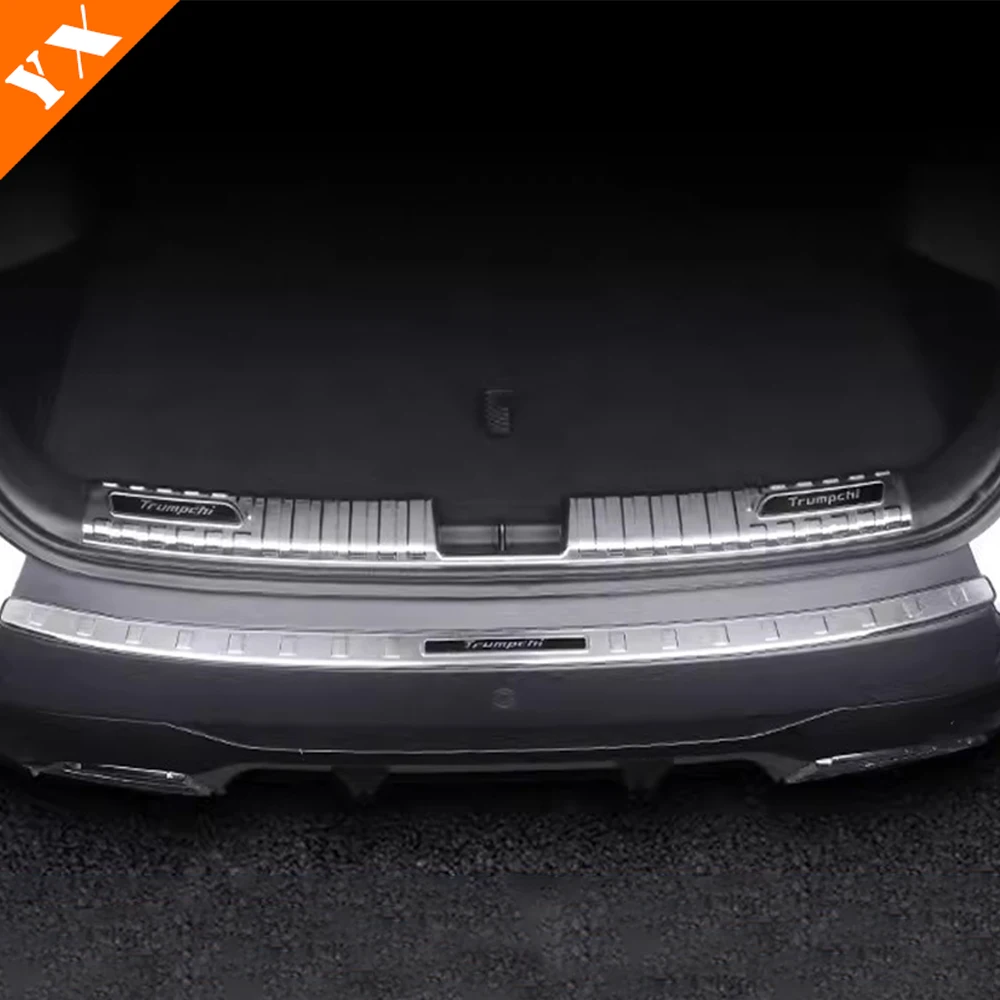 For Trumpchi GAC GS3 Emzoom 2022-2024 Accessories Stainless Black Silver Car Rear Trunk Protector Plate Anti Hit/Dust Sill Cover