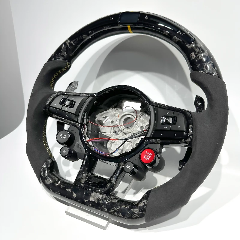 Silver Forged Carbon Fiber Sport Steering Wheel with Start Button Mode Button LED for Volkswagen MK7 MK6 MK5 Golf R GTI GTS GTD