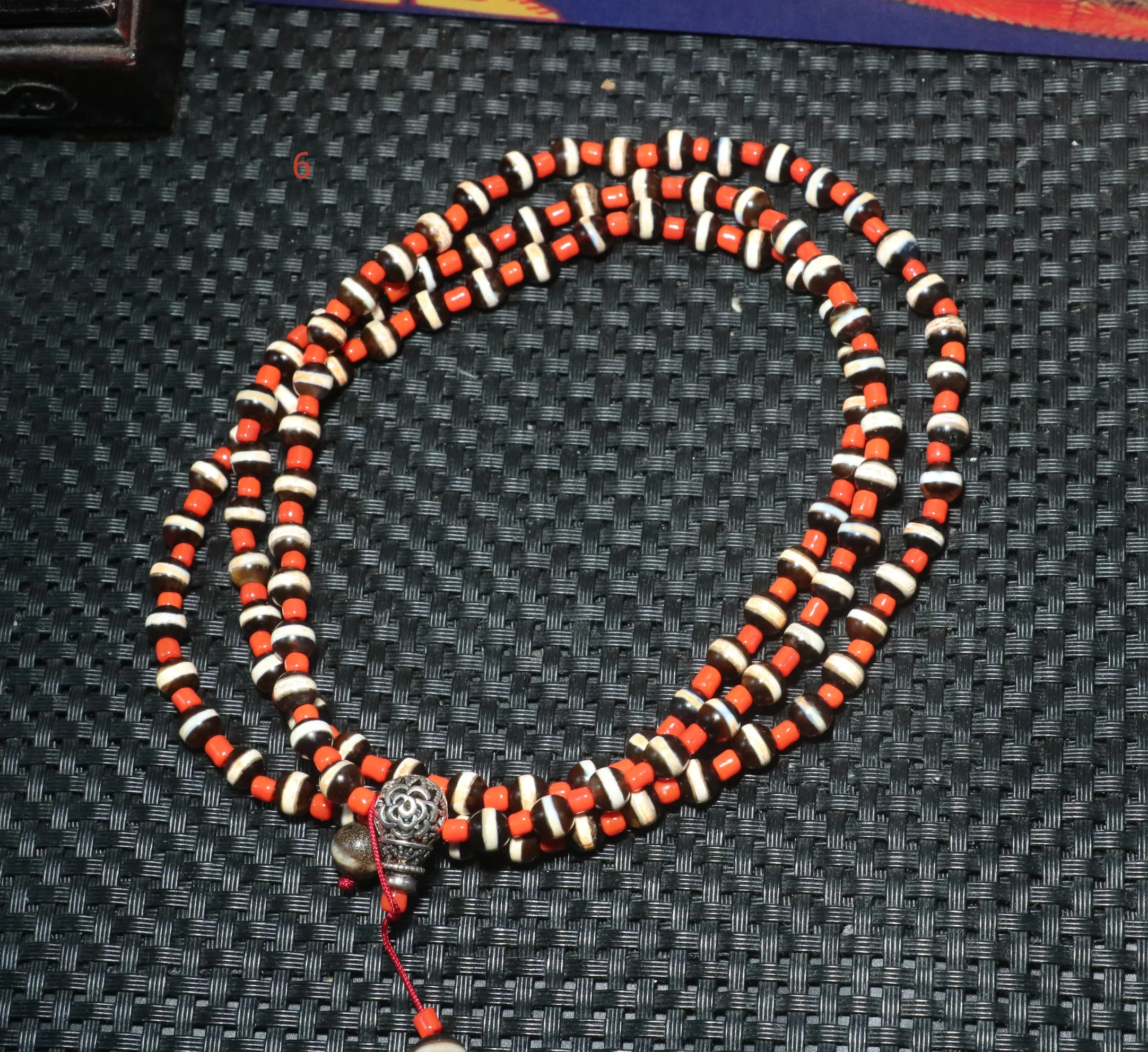 

AL Ultra Energy Tibetan Old Agate Smoothly 1 Line Healer Medicine 6MM dZi Bead 108 Prayer Amulet Necklace Timestown
