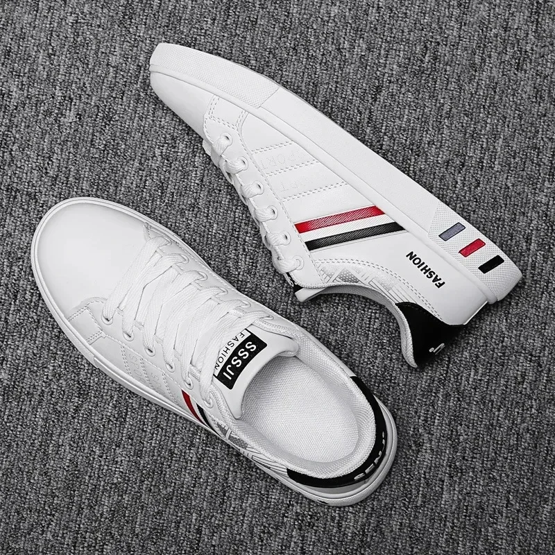 Plus Size 48 Men Casual Shoes 2024 New Fashion White Sneakers Comfortable Leather Flat Vulcanized Shoes for Men Tenis Masculino