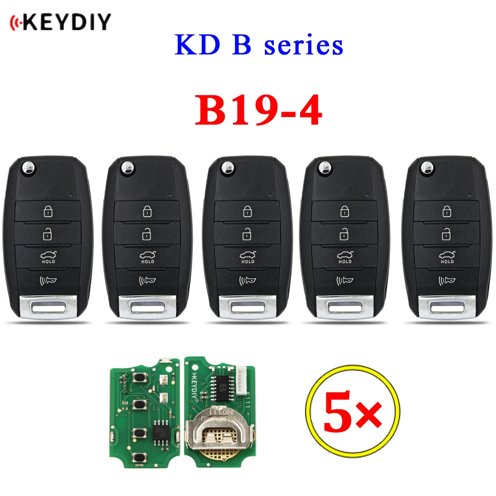 

5Pcs/Lot KEYDIY B series B19-4 4 button universal KD remote control for KD200 KD900 KD900+ URG200 KD-X2 mini KD for KIA style