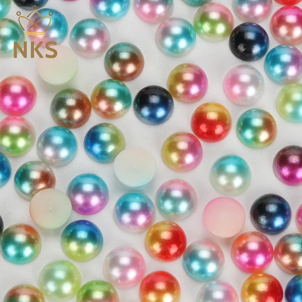 NKS High-Quality 100pcs 6 8 10 mm Glue On Crystal Stone Flat Back Round Acrylic Rhinestones For Non Sewing Strass DIY Crafts