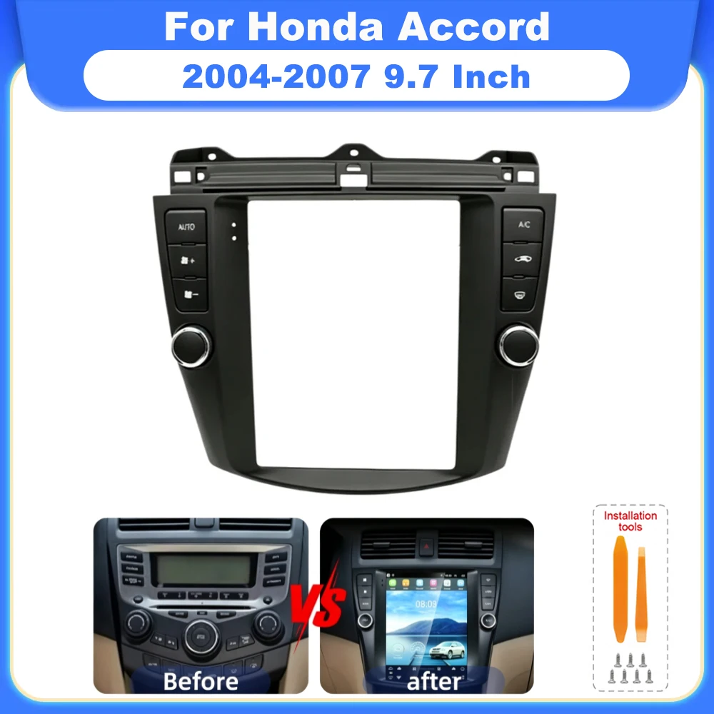 9.7 Inch Vertical Screen Android Car Radio Fascia Frame Dash Panel Trim Kit For Honda Accord 2004-2007
