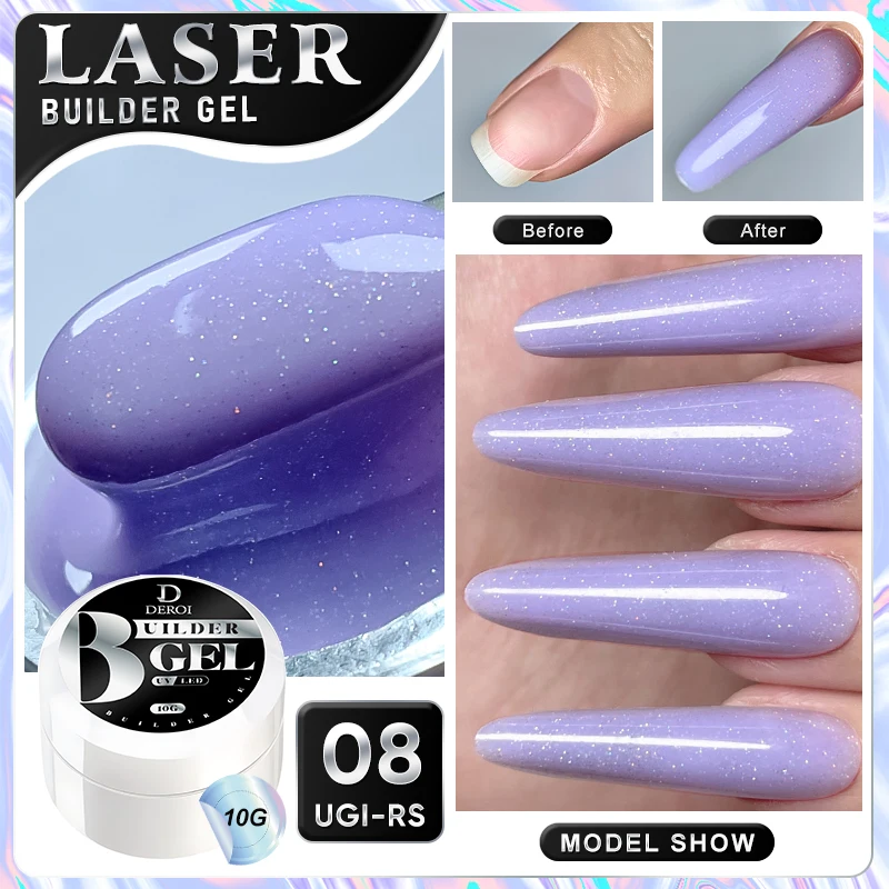 

DEROI Purple Nude Glitter Extension for Manicure 10ml Construction Hard Gel Vernis Semi Permanent Strengthener Builder Nail Gel