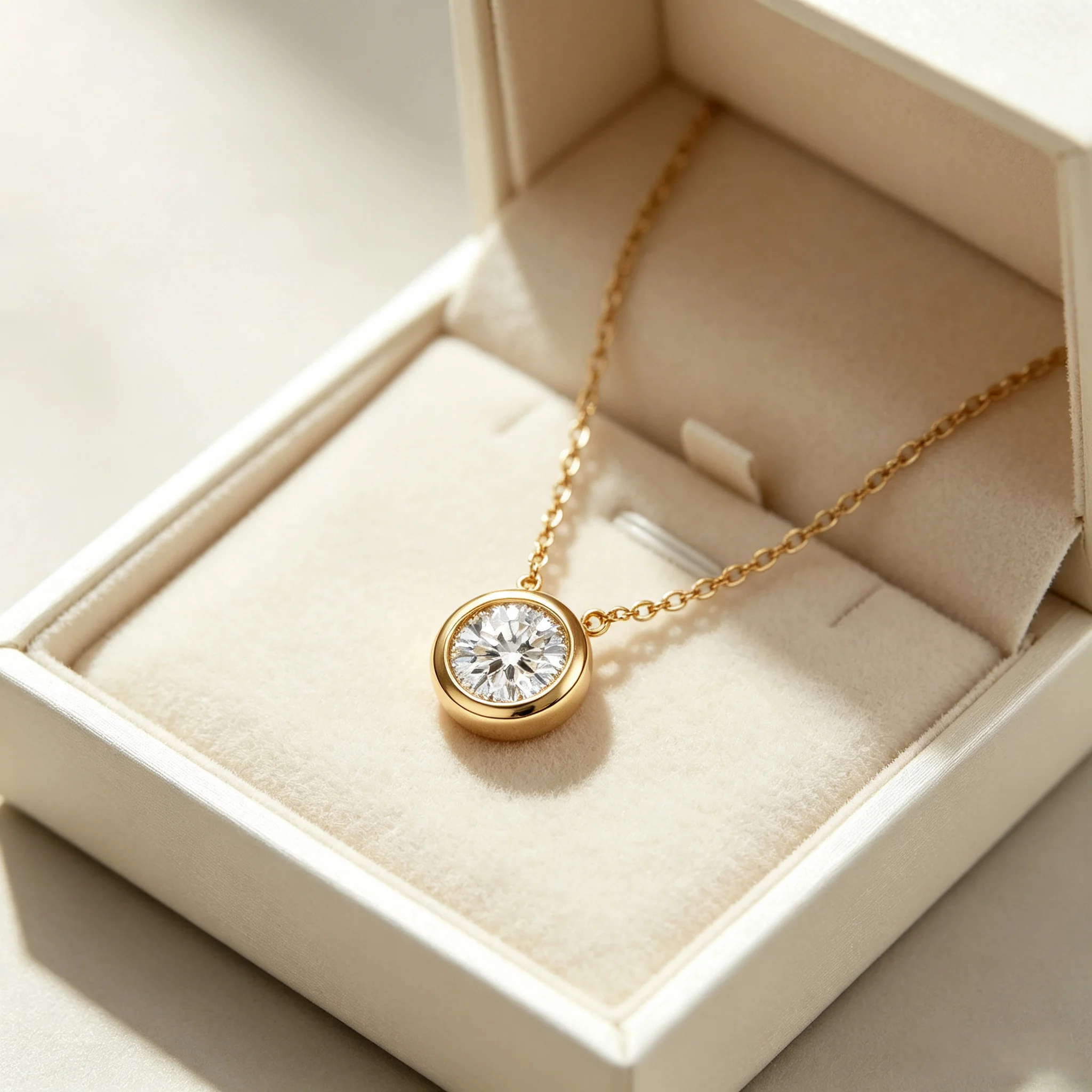 Collier ras du cou classique pour femme avec pendentif rond en zircon cubique de 6,5 mm, chaîne fine à maillons bulles, idéal pour les fêtes et le quotidien