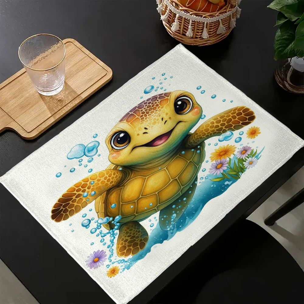 

1PC Unisex Turtle Print Printed Napkin Kitchen Accessories Home Party Decorative Placemat 7.3