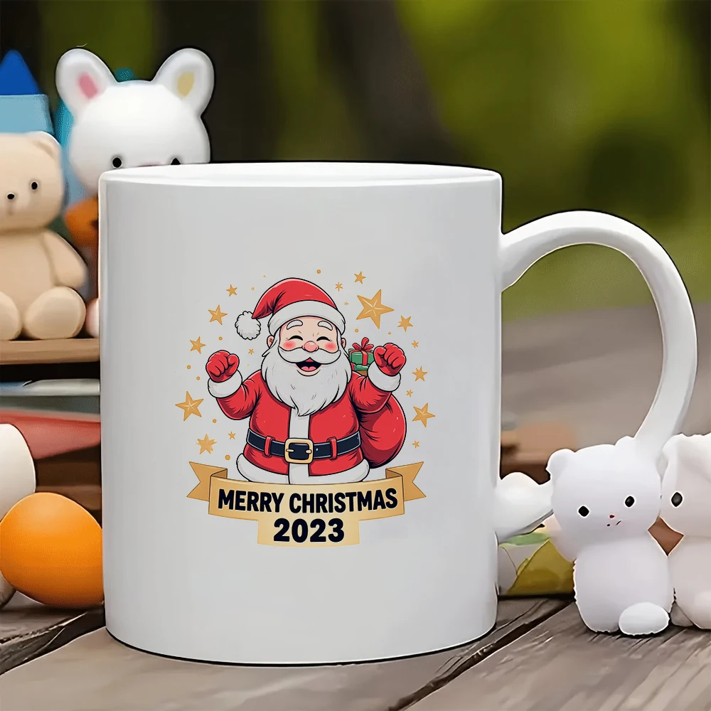 

11oz Cup + Santa Claus Cartoon Pattern + Christmas Gift - Children's Water Bottle Family Office Coffee Cup Set