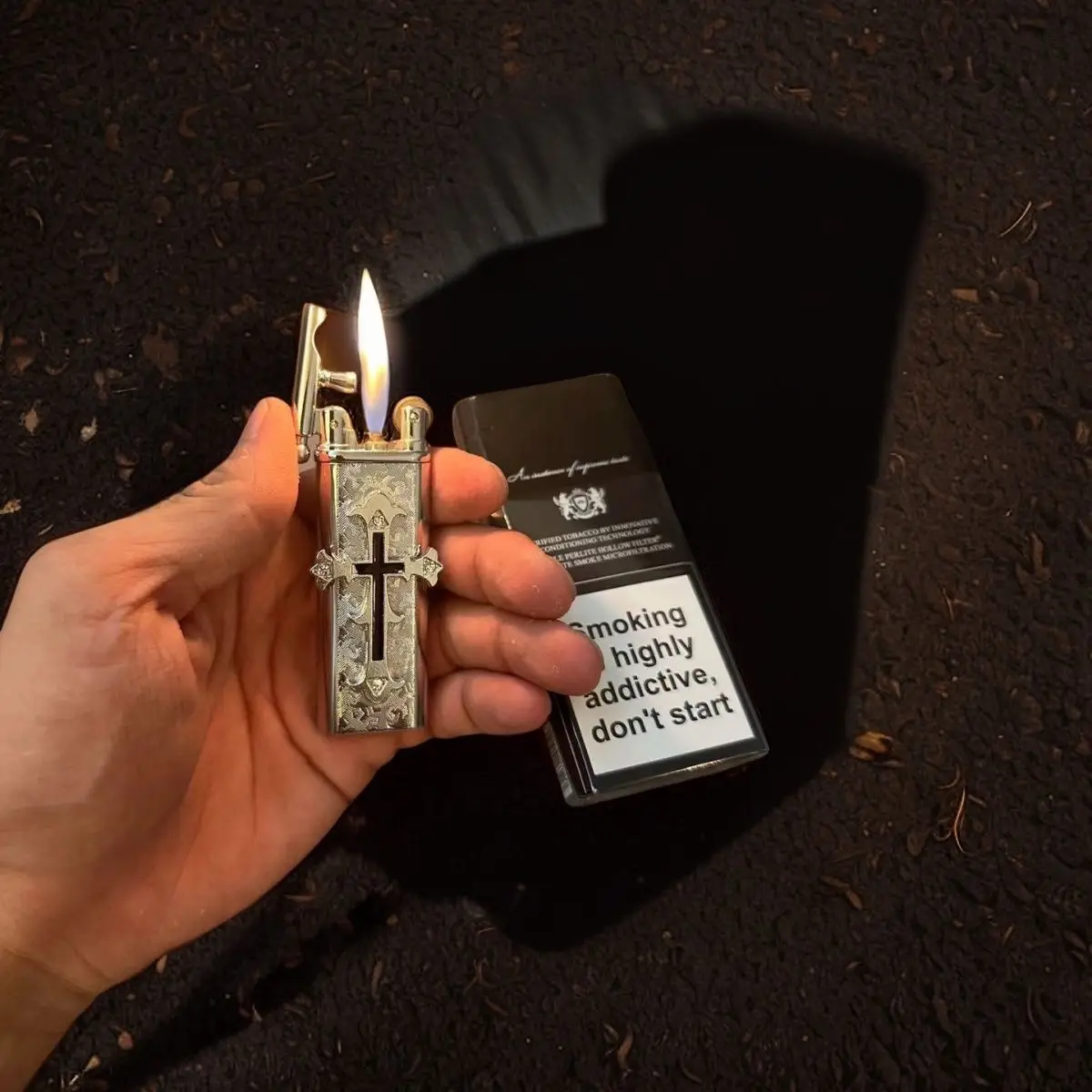 Original Cross Inflatable Lighter High-value Lightweight Personality Grinding Wheel Open Flame Lighter