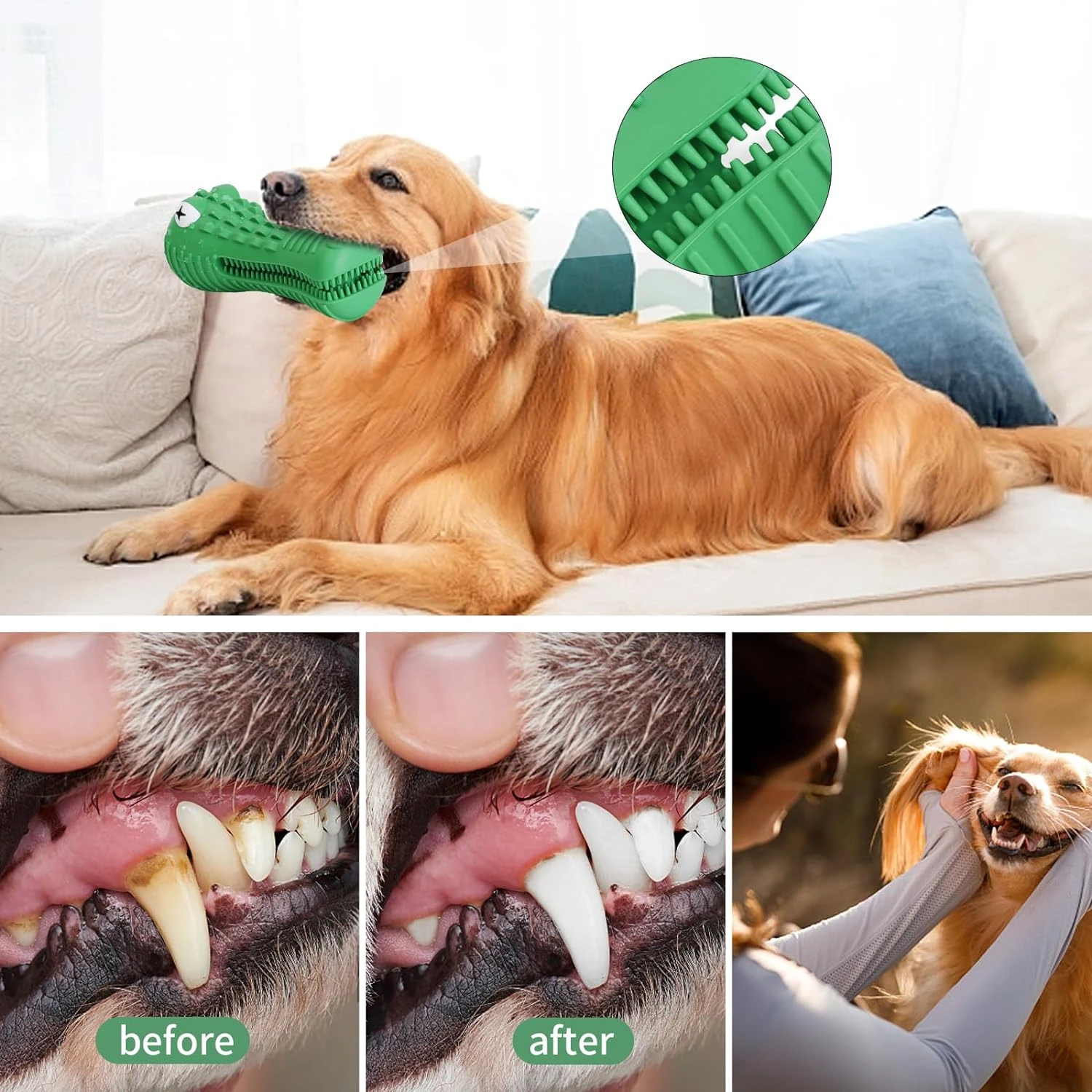 Anxiety-Relieving, Interactive, and Indestructible Dog Toys - 100% Natural Milk-Flavored Rubber Toothbrush Stick for Teeth Clean