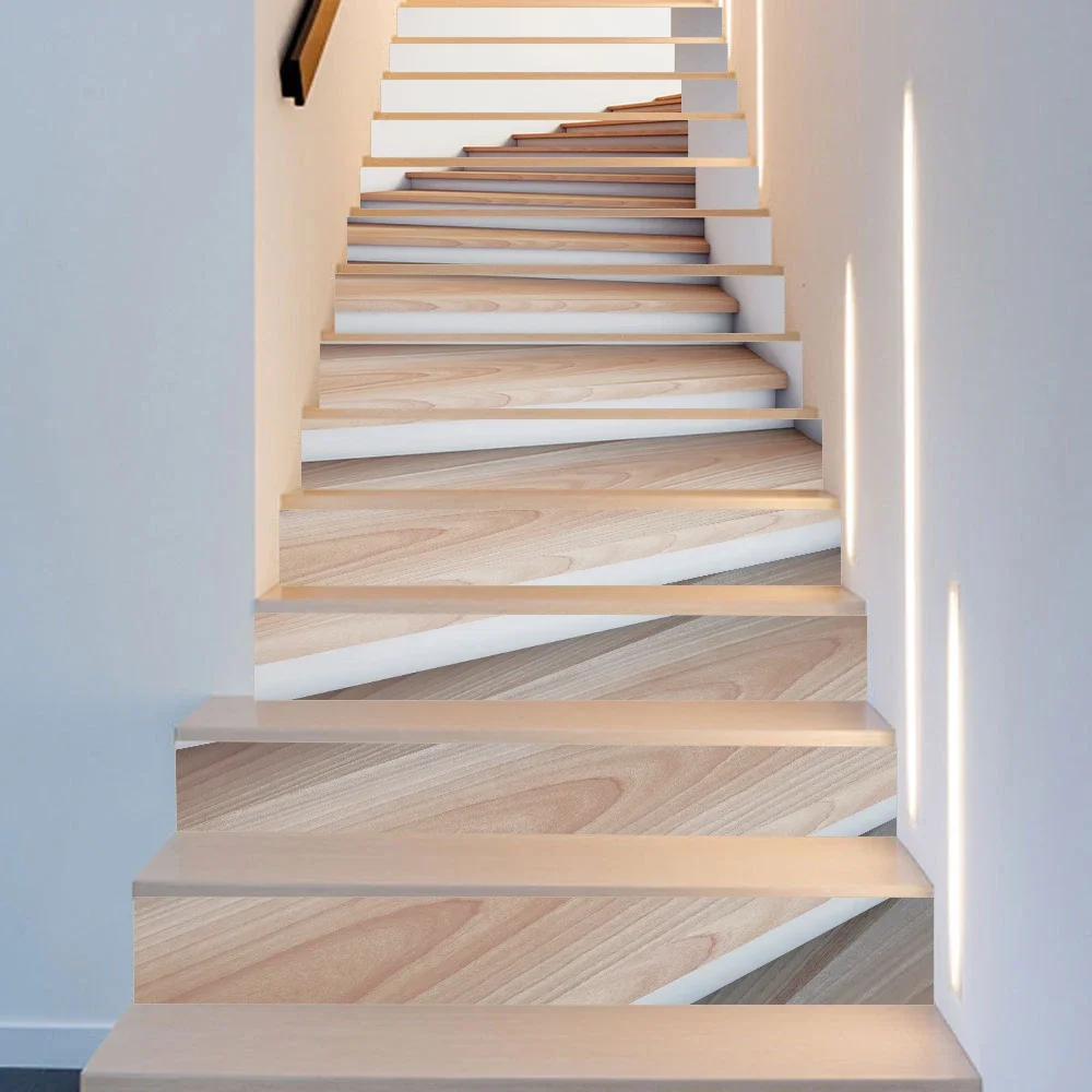 Retro Wood Grain Stair Sticker Vinyl PVC Waterproof Self-Adhesive Personalized DIY Floor Creative Decorative Stair Sticker