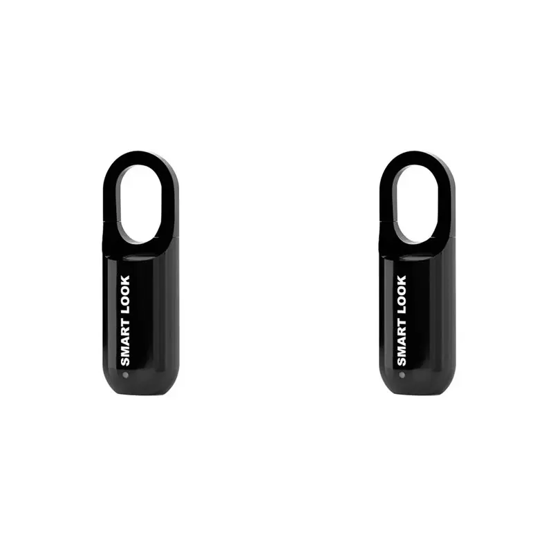 【CYBER MONDAY】2X Fingerprint Padlock M01 Smart Door Lock Keyless USB Rechargeable Security For Home Bike Locker Black