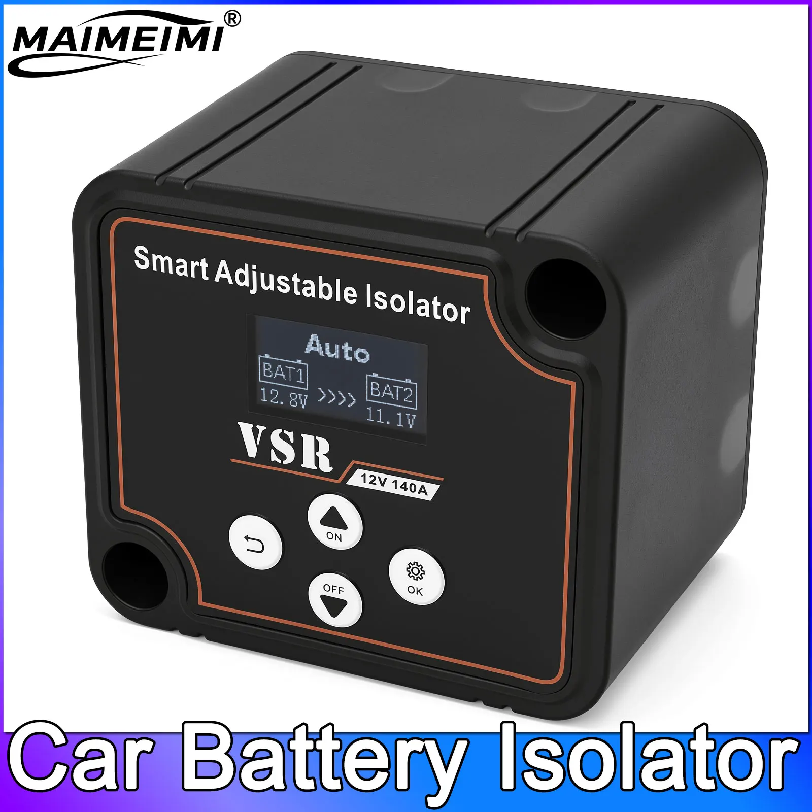 Battery Isolator 12V 140A Adjustable Dual Battery Isolator Split Charge VSR Car Relay LCD Display Digital Voltage Relay