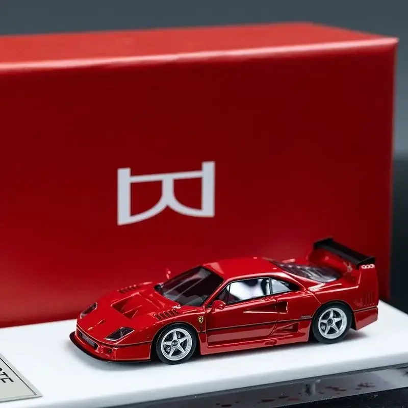 DMH 1:64 Prune Horse F40 GTE Versione allarme Metallo Rosso Ghiaccio Blu Luminoso Bianco Collezione di modelli di auto