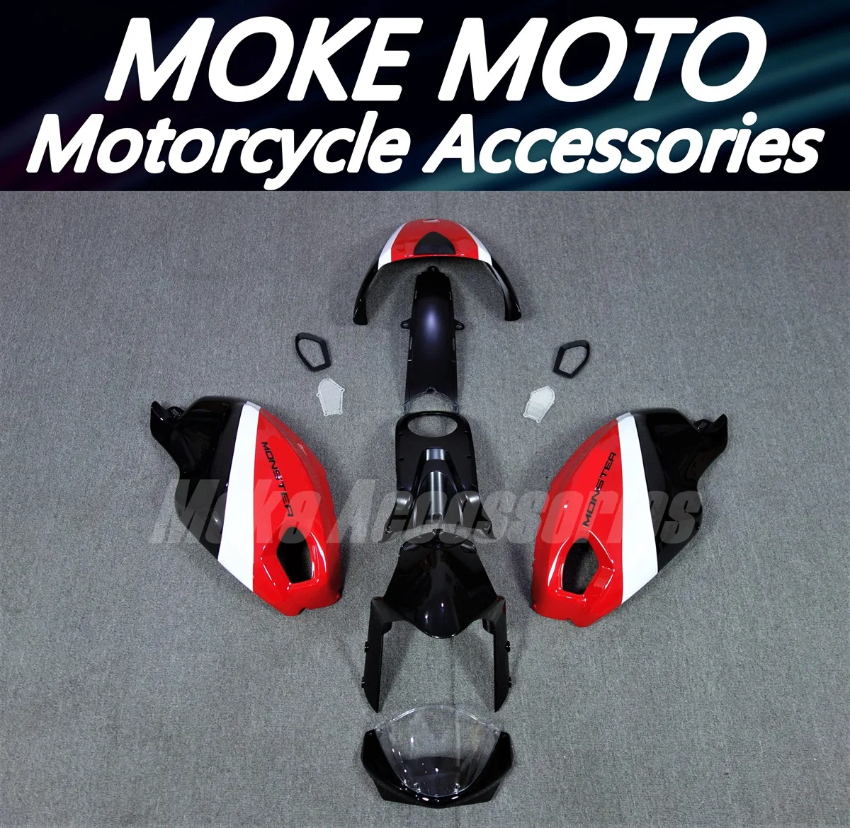 

Moke moto Motorcycle Fairings Kit Fit For Monster 696/796/795/m1000/m1100 2009 2010 2011 Bodywork Set Injection Black Red New