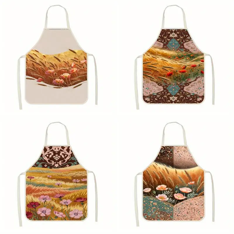 

Фартуки с цветочным принтом "Пшеничное поле", льняные, подходят для приготовления пищи, общения родителей и детей, рисования и других мероприятий.