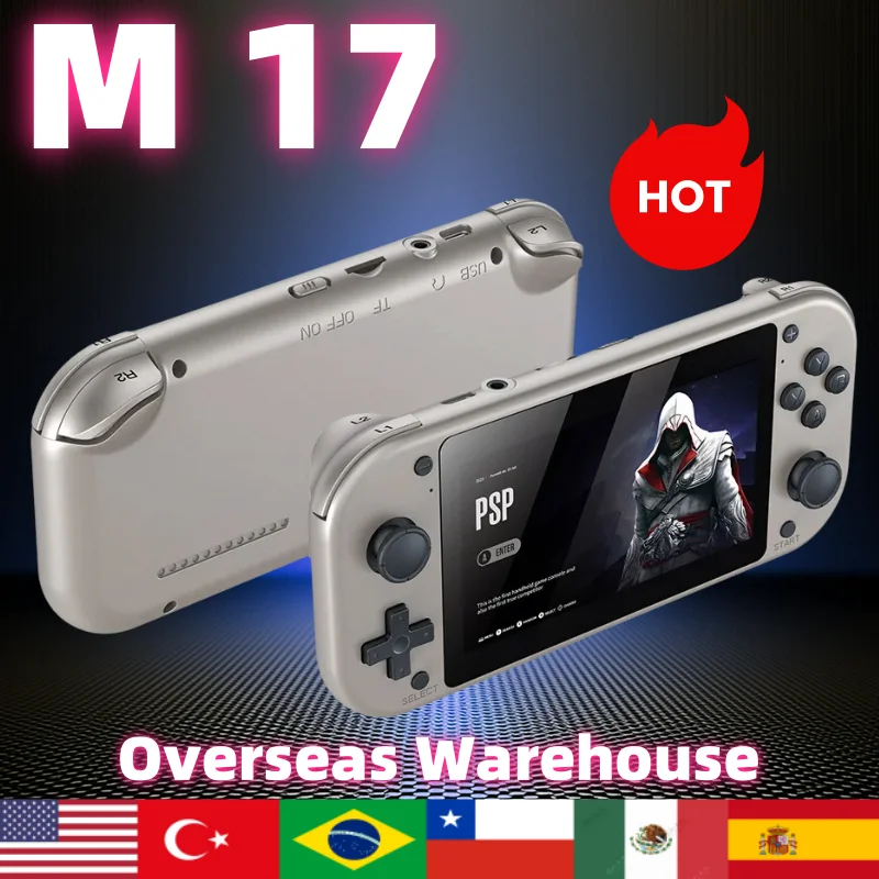 Ручной игровой автомат M17 в стиле ретро, 4,3-дюймовый ЖК-экран IPS HD, портативная видеоигра в стиле ретро 20000 + встроенный видеоплеер 25-симулятор