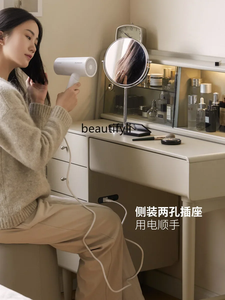 طاولة مكياج من الخشب الصلب، خزانة فاخرة بإضاءة غرفة النوم مع مصباح، خزانة تخزين بسيطة مع طاولة رف A15