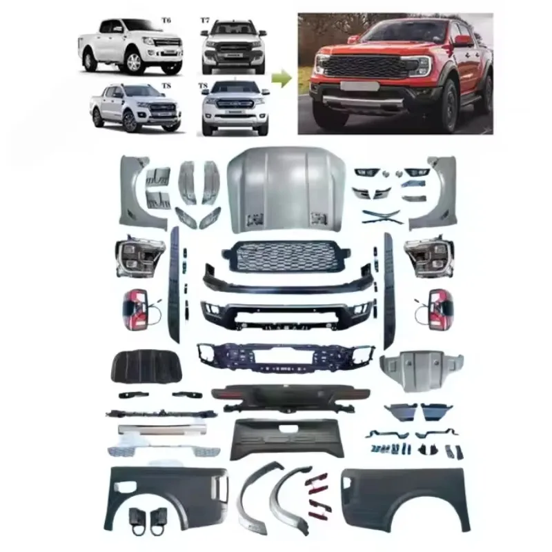 توم AutoPickup 4x4 الملحقات الخارجية المصد الأمامي ترقية طقم الجسم تجميل عدة صالح لفورد رينجر T6 T7 T8 إلى T9 2023 المدى