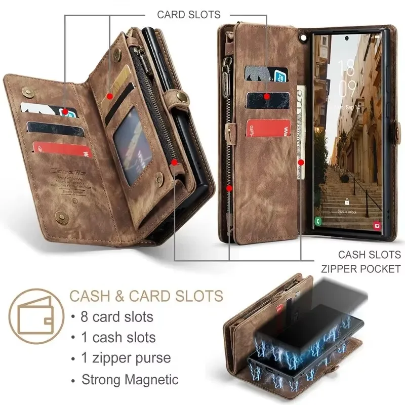 

Lanyard Flip Leather Wallet Card Case for Samsung Galaxy S24 S23 S22 S21 fe S20 Plus Ultra Note20 A14 A34 A54 A15 5G Cover Coque