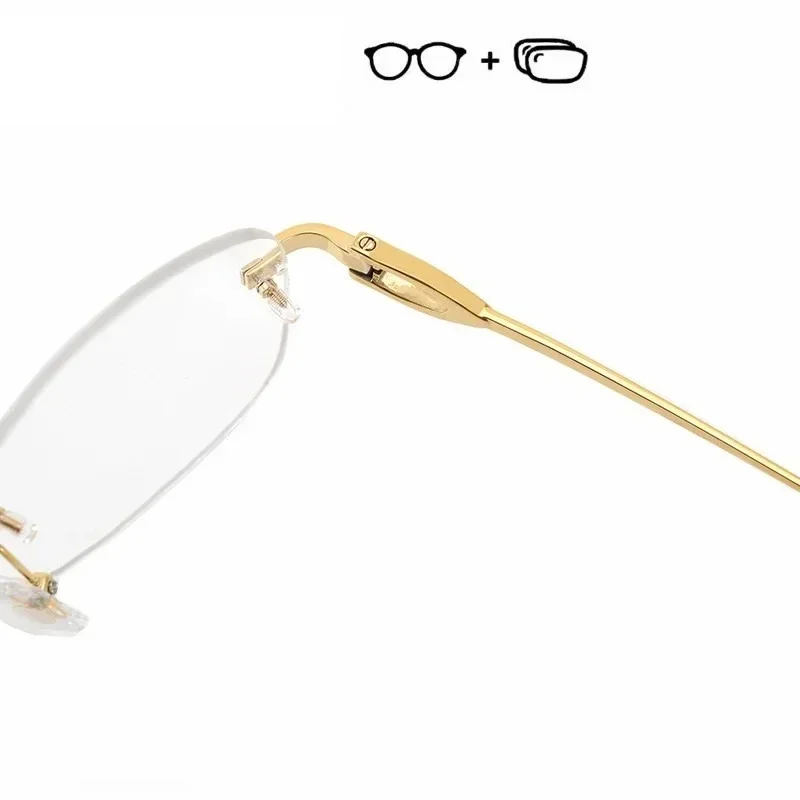 

Ollymurs Rimless Pure Prescription Glasses Anti Radiation Pure with Recipe Myopia AsphericOptical LensesEyeglasses Rimless