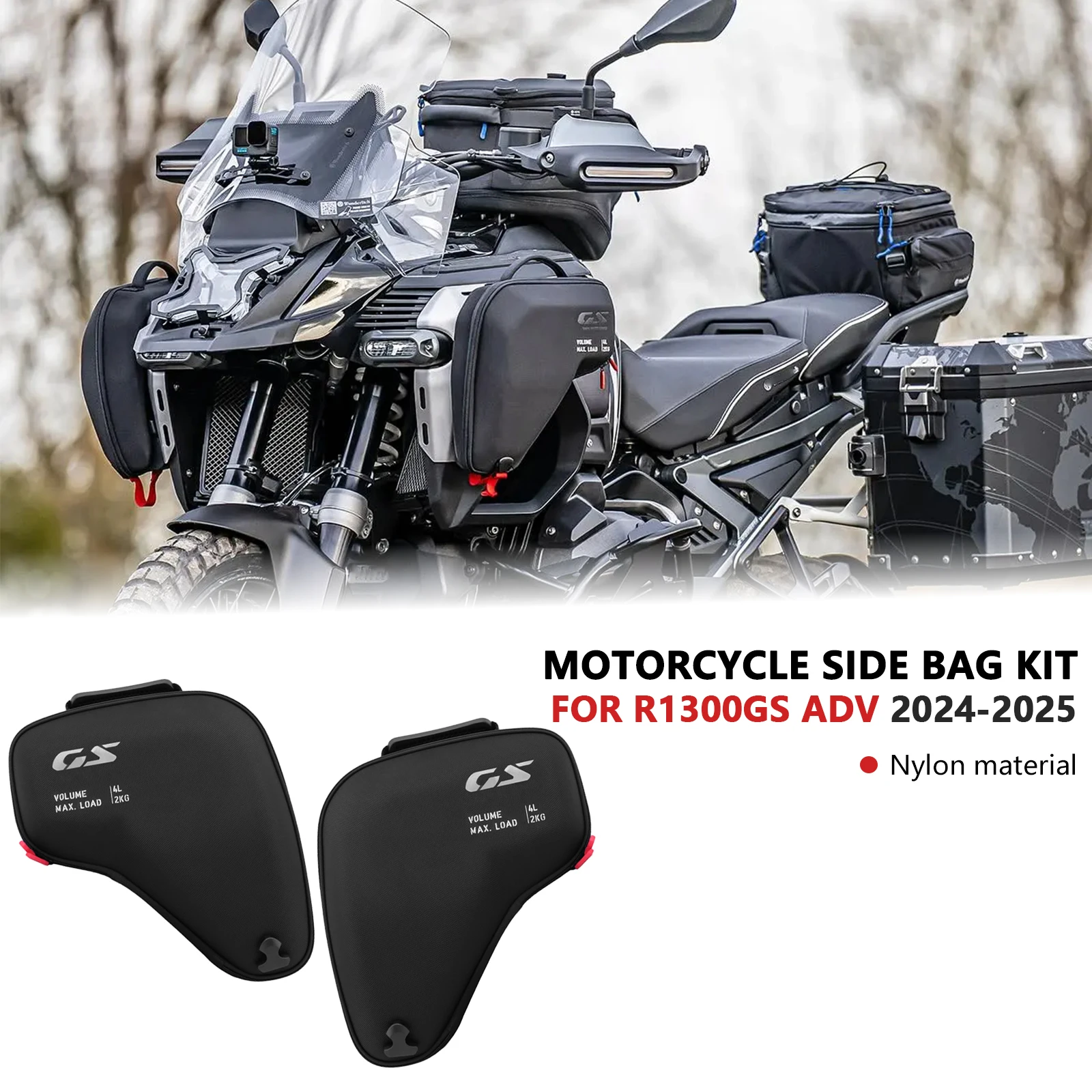 

Для R1300GS ADV R1300GSA 2024-2025 R1300GS Adventure набор сумок для капота радиатора, обтекатель, левый и правый, водонепроницаемые сумки для капота радиатора