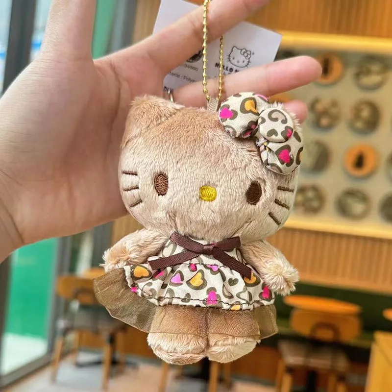 

10 см милый мультфильм Kawaii черная юбка с леопардовым принтом Hello Kitty плюшевая кукла брелок сумка кулон игрушка в подарок