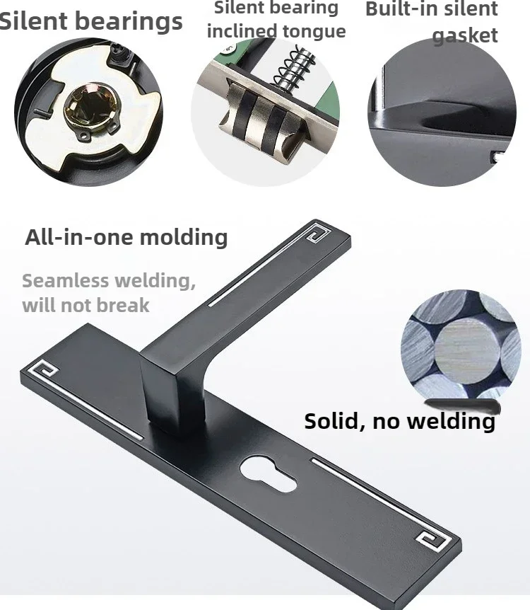 

New Kitchen Home Wooden Furniture Aluminum Lock Bedroom Retro Interior Door Lock Sturdy Handle Color