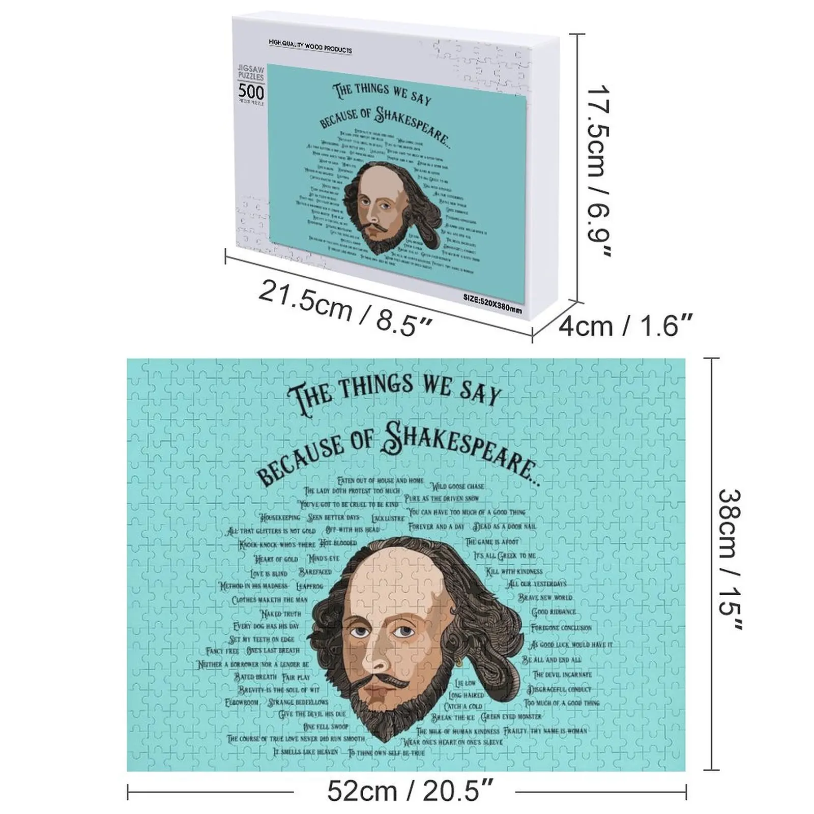 ويليام شكسبير يقتبس أقوال بازل قطع تركيبات خشبية مخصصة للأطفال قطع الصور المقطوعة لغز الكبار #4