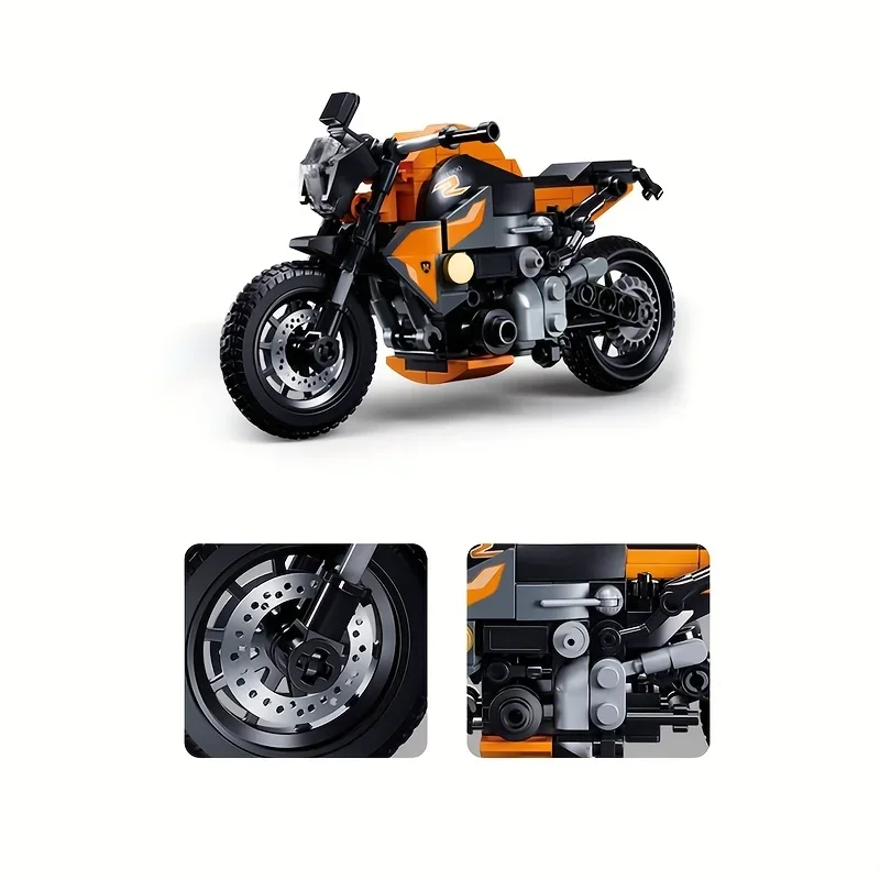 196pcs Motorcycle Building Blocks Toys, Car Model Toys, Desktop Decorations, Christmas Gift For Boys And Girls, No Box