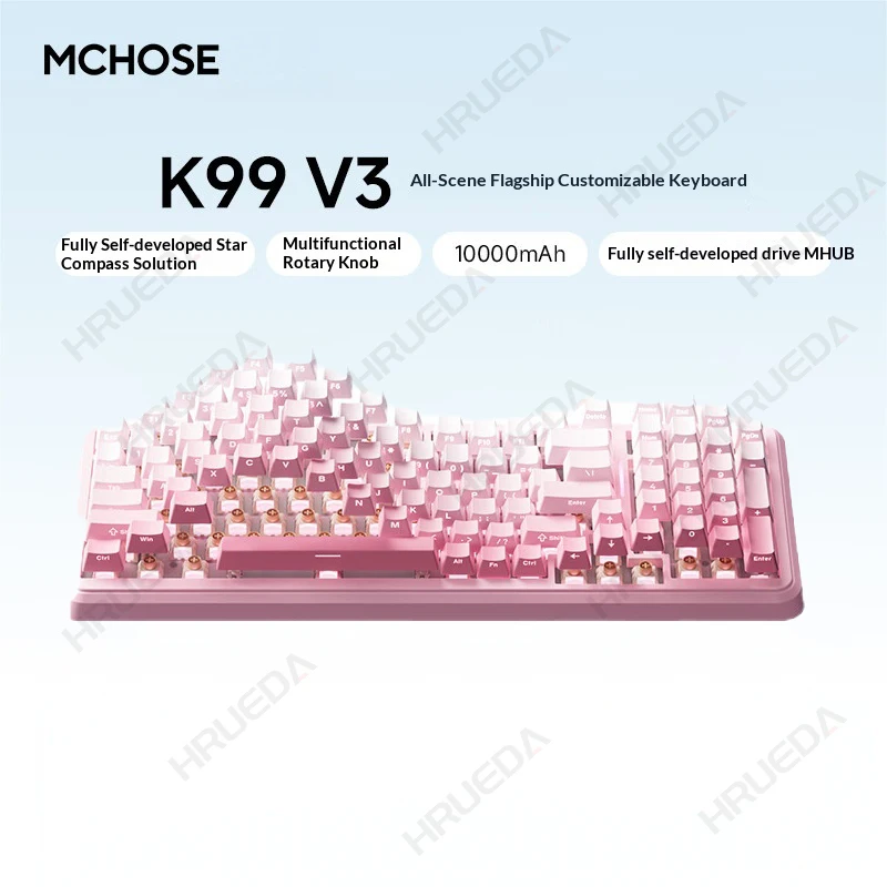 MCHOSE K99 V3 Mechanical Keyboard Wireless Tri-Mode Control Knob 10000mAh Dual 8K 0.125ms ARGB Hot-Swappable Custom Game Keyboar