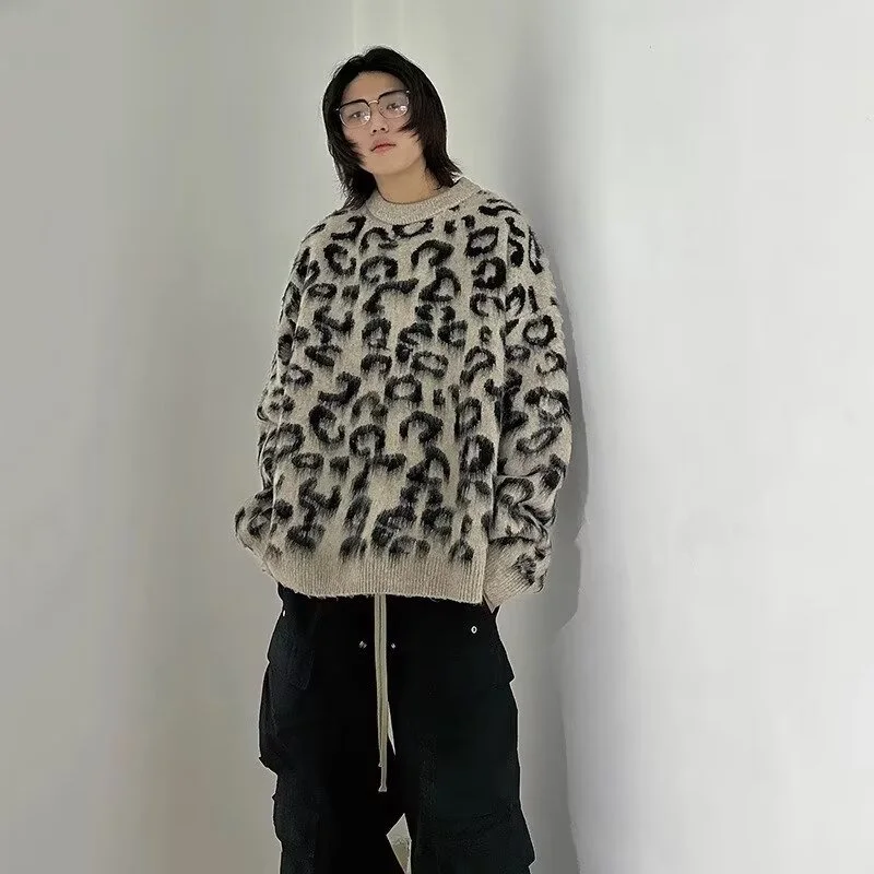 

Loose Fit Large Size Men's Knitwear round Ne Sweater Autumn Winter plus Size Animal Print Casual Comfortable Top for Couples