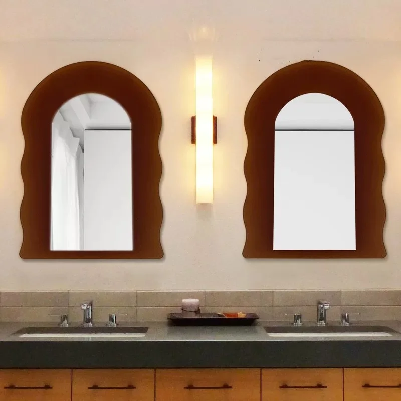 French-style minimalist decorative mirror, wavy makeup mirror, household trend vanity mirror, irregularly shaped wall-mounted