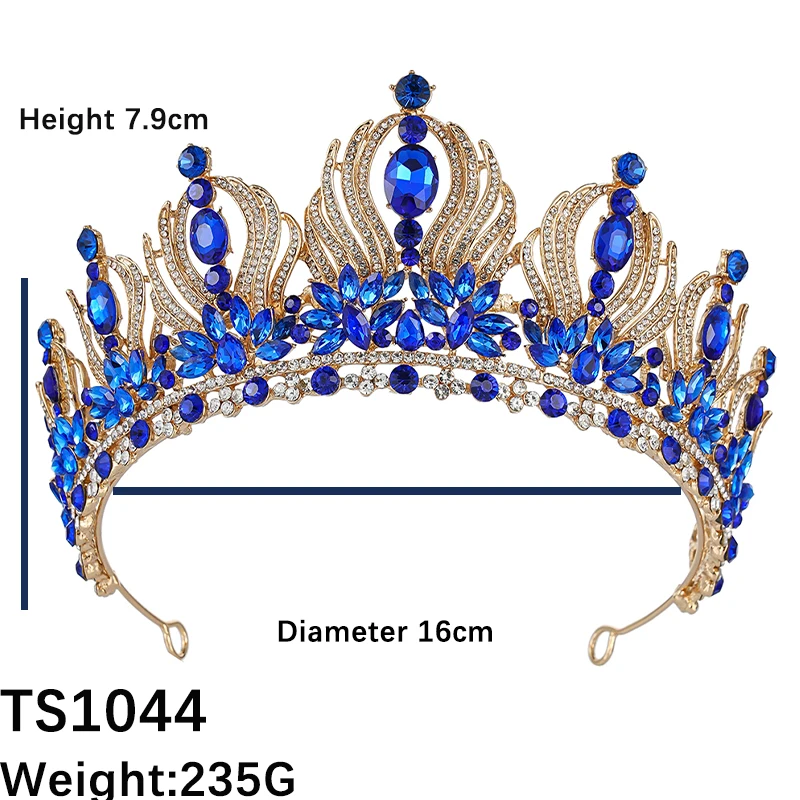 Tiara de princesa elegante de cristal de lujo barroco en 8 colores para mujer, boda, niña, fiesta de cumpleaños, corona, accesor