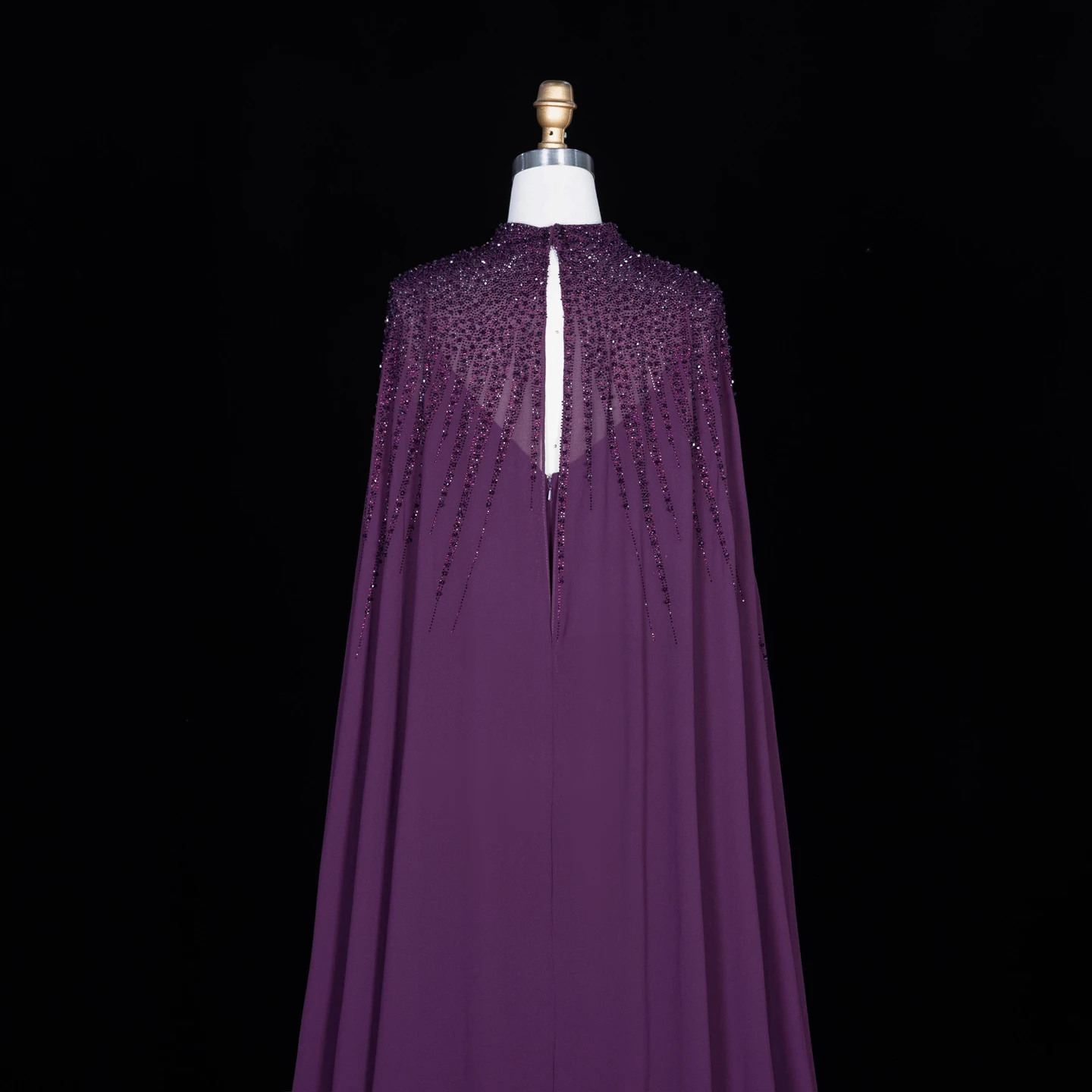 Sharon Said Abendkleider Luxuriöse Meerjungfrauen-Kleider mit V-Ausschnitt, Chiffon, Kristallen, Arabisch, Dubai, formelle Partykleider mit Umhang SS074 Maßanfertigung – Detail 15