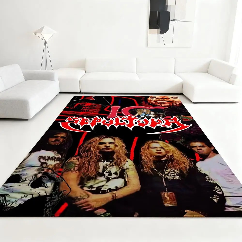 

Rock Band s-Sepulturas cool Floor Mat Soft Thickened Absorbent Non-Slip Bedroom Living Room Door Mat Home Decor Flannel Rugs